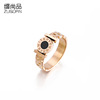 Golden ring stainless steel with letters, accessory, European style, pink gold