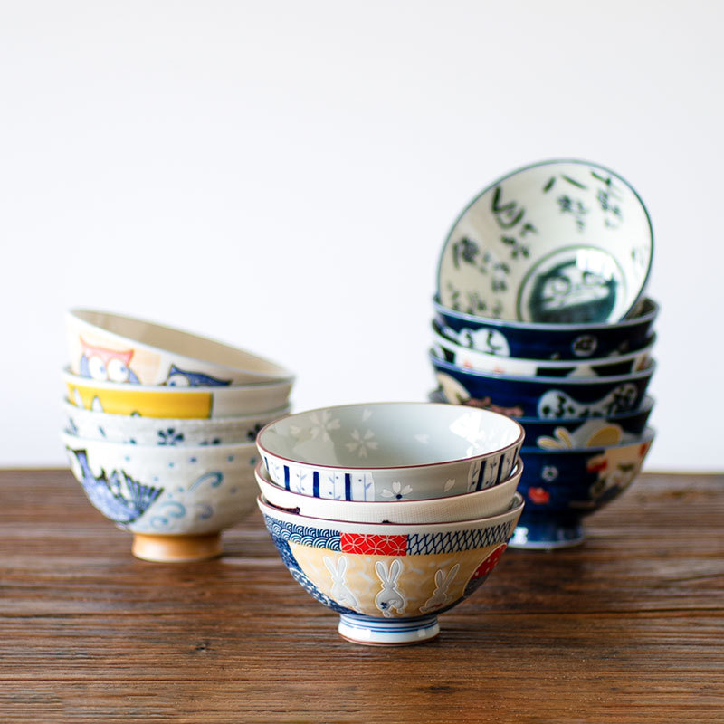 西田木雨 日本制米饭碗进口和风陶瓷碗单个家用创意吃饭甜品碗