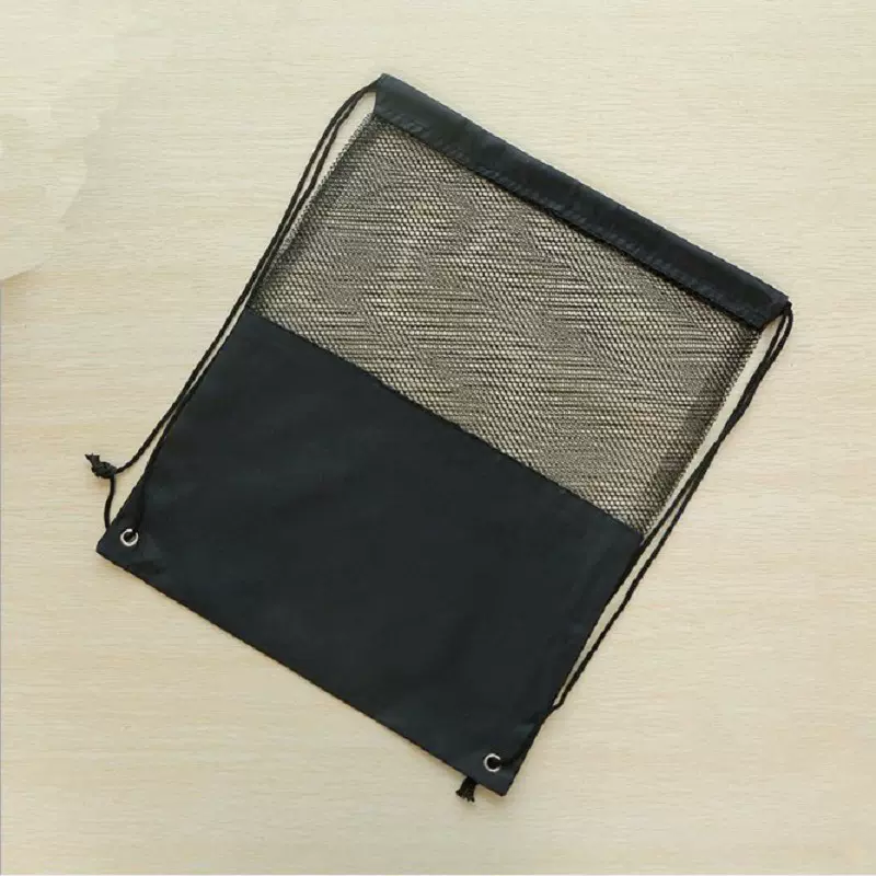 网布拼接涤纶束口袋定 制 涤纶拼接网布抽绳束口袋定 做 收纳袋