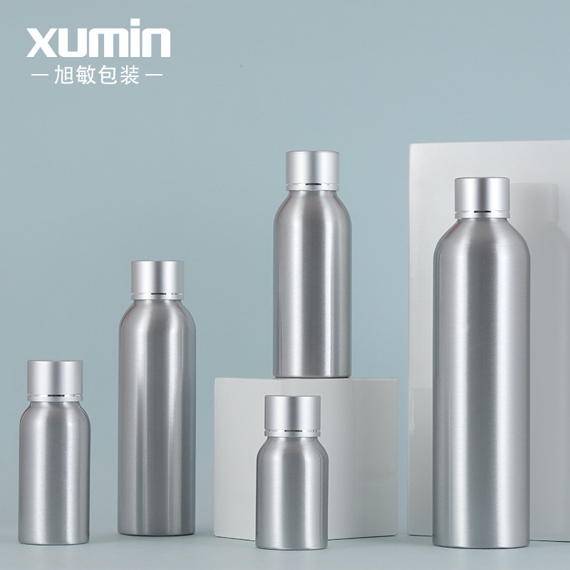 En stock asiático cubierta de plata cosméticos botella de aluminio de rocío puro viaje conveniente sub-botella de tóner Xumin material de embalaje