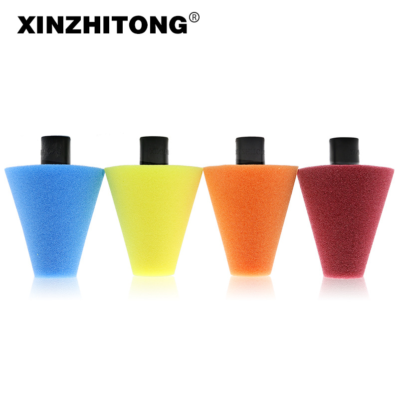 汽车轮毂抛光护理中网钢圈小面积抛光盘锥型细节打蜡海绵轮M14