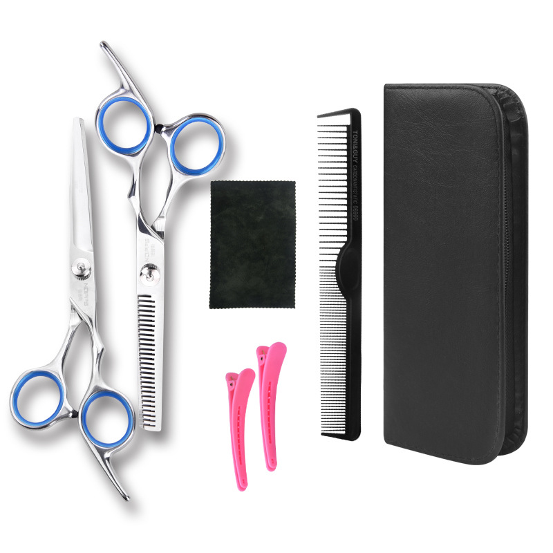 Tijeras de peluquería de acero inoxidable para el hogar traje herramienta diente tijeras planas flequillos artefacto fábrica al por mayor tijeras para mascotas