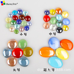 Handmade DIY Colorful Transparent Glass Flat Beads Mosaic Background Wall Decor Translucent Creative Candle Holder
