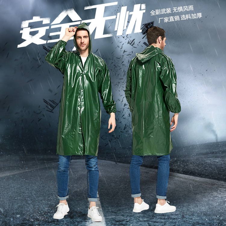 One-Piece Raincoat, Full-Body Rainproof, Adult Outdoor Cycling and Hiking, Long Thickened Oxford Waterproof Poncho with Hood for Men