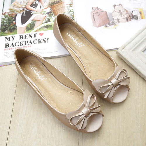 Sandals Women's 2024 Autumn New Style Fish Mouth Mom Shoes Gentle Bow Anti-Slip Soft Sole Shoes Large Size Women's Shoes