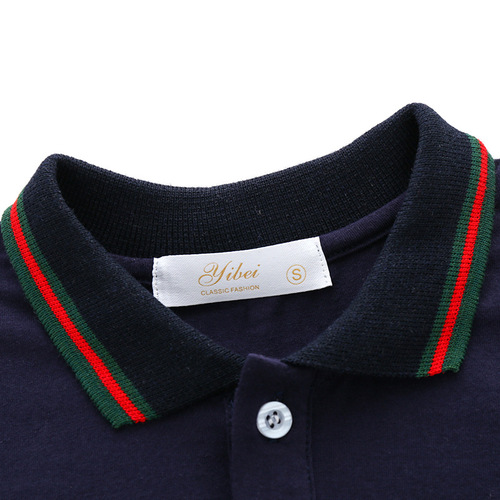 Men's Summer Short Sleeve Han Style Trendy Cotton Shirt for Children, Half-Sleeve T-Shirt for Middle and Small Children with Stand Collar