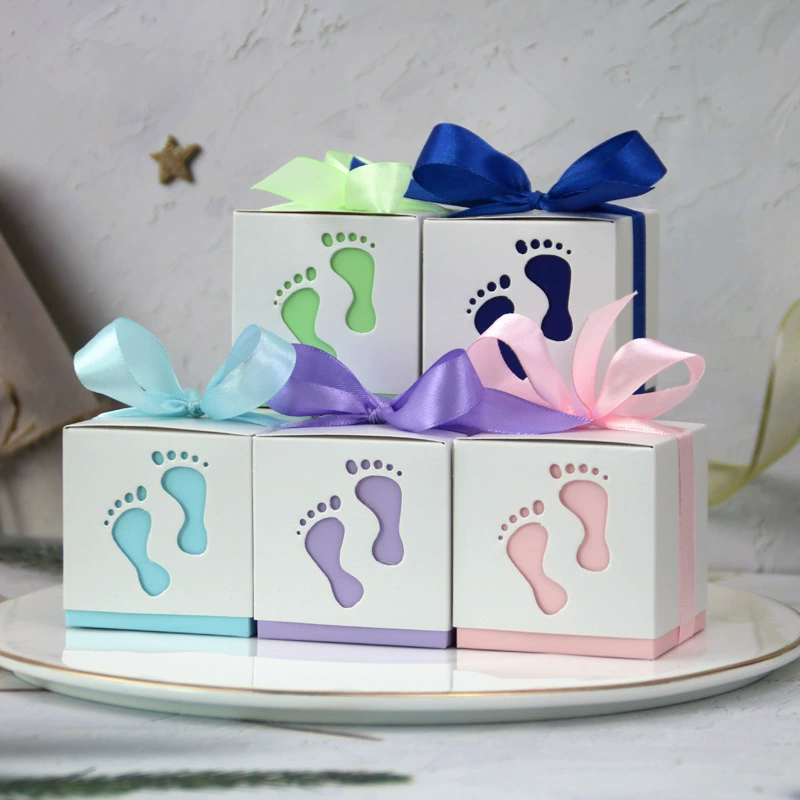 Европейский новый творческий ребенок полная луна подарок конфеты коробка полые Детские следы конфеты коробка оптом