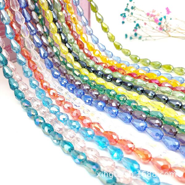 Glass drip beads drop-shaped cross-section crystal beads shoes and…