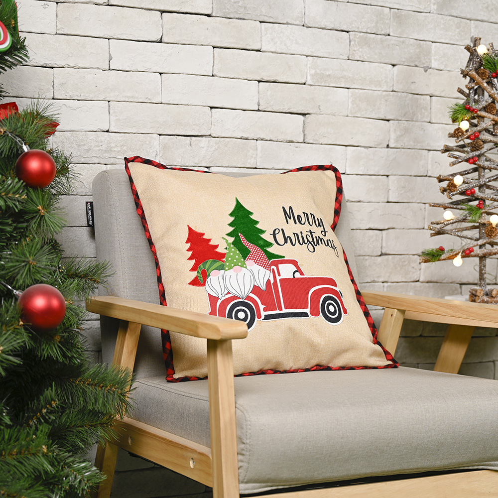 Haobei Christmas decorations Forest old man car pillow case linen pillowcase pillowcase square pillowcase_voghion.com