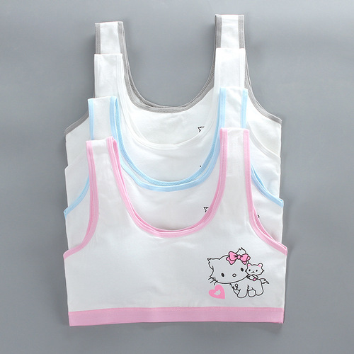 Girls' development period student vest style children's small suspender belt single layer without steel ring with inserts wholesale