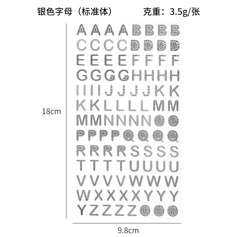 Cuenta DE LA MANO decoración diario pegatinas Amazon pegatinas transfronterizas 6 opciones Dorado estampado de plata letras y números pegatinas DIY álbum