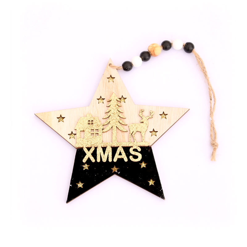 Suministros de decoración navideña árbol de Navidad colgante de alta gama colgante tridimensional de madera de oro negro