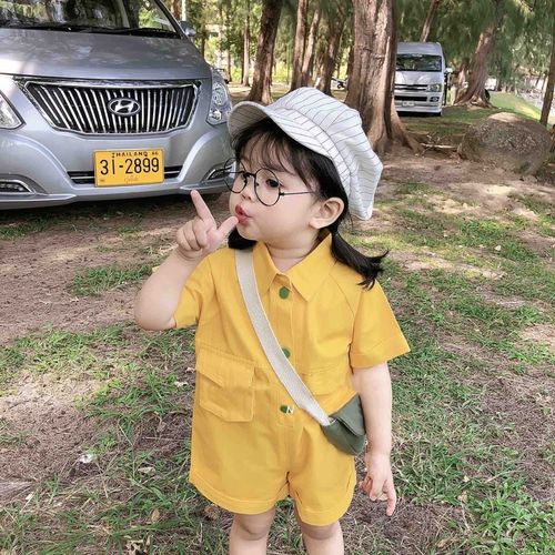 Baby Korean children's clothing baby cotton jumpsuit summer shorts boys and girls summer style style overalls jumpsuit