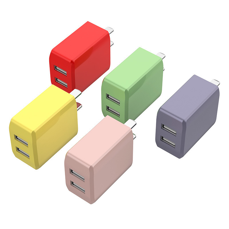 [3C certification] Liquid color charger mobile phone plug USB universal fast charging 2A dual port adapter direct charging
