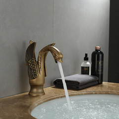 Wholesale European swan gold hot and cold basin faucet bathroom retro paint antique chrome mixing faucet brass