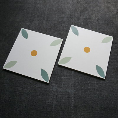 北欧ins绿色叶子小花砖民宿阳台墙砖地砖 厨房卫生间防滑瓷砖300