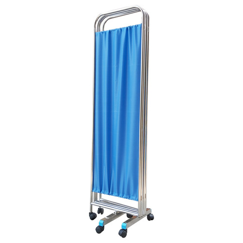 304 stainless steel screen partition for hospitals, four-fold mobile screen partition, folding anti-transparency blocking clinic screen partition, partition with wheels