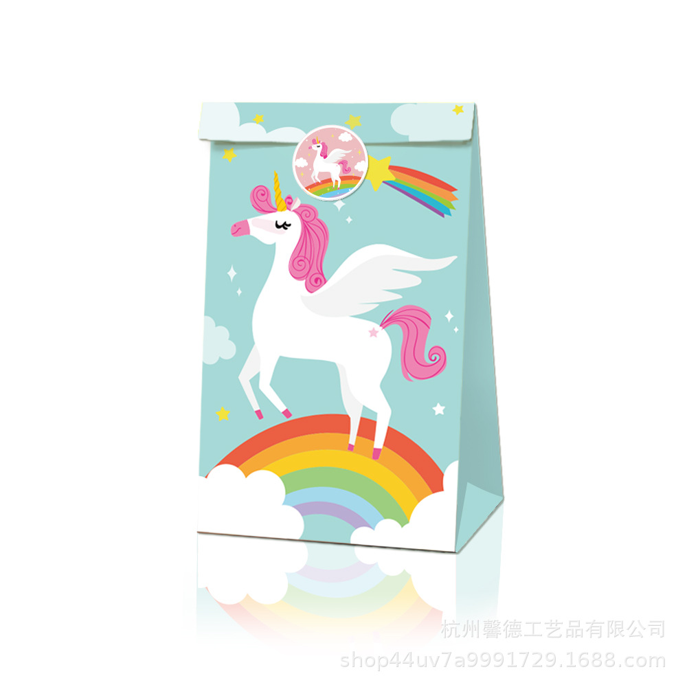 LB024 Amazon deseo bolsa de papel unicornio caballo fiesta bolsa unicornio caramelo bolsa de regalo bolsa de papel
