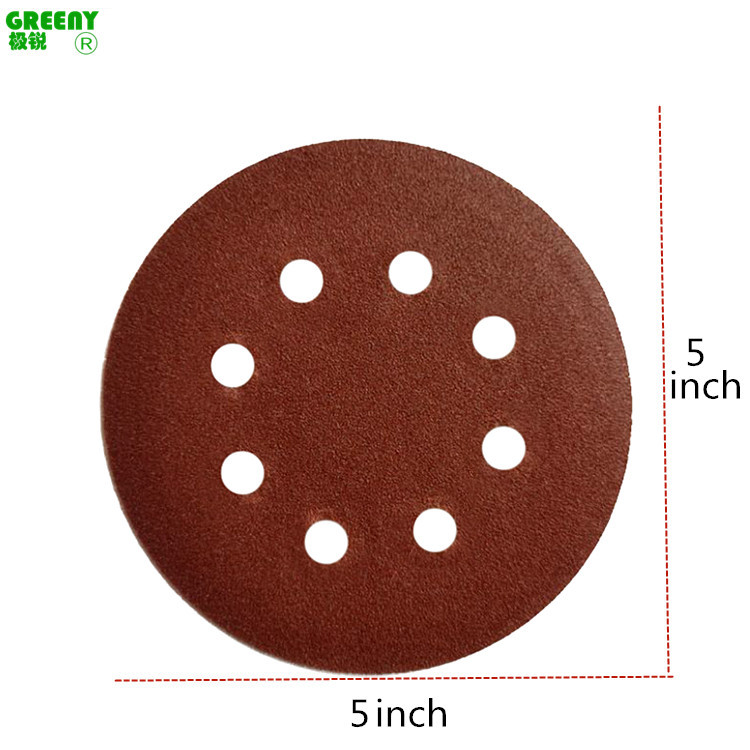 Flocado papel de lija 5 pulgadas 8-agujero 125mm disco cepillado papel de lija Molino de aire flocado papel de lija transfronteriza Venta caliente