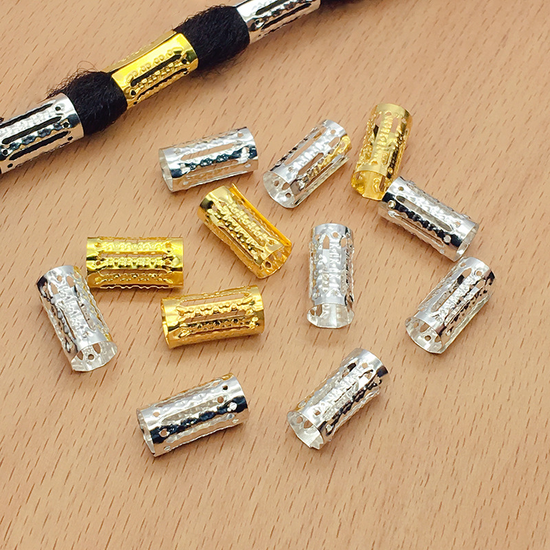 铁电镀脏辫发环8*15mm镂空花管编辫子发扣diy饰品配件材料批发