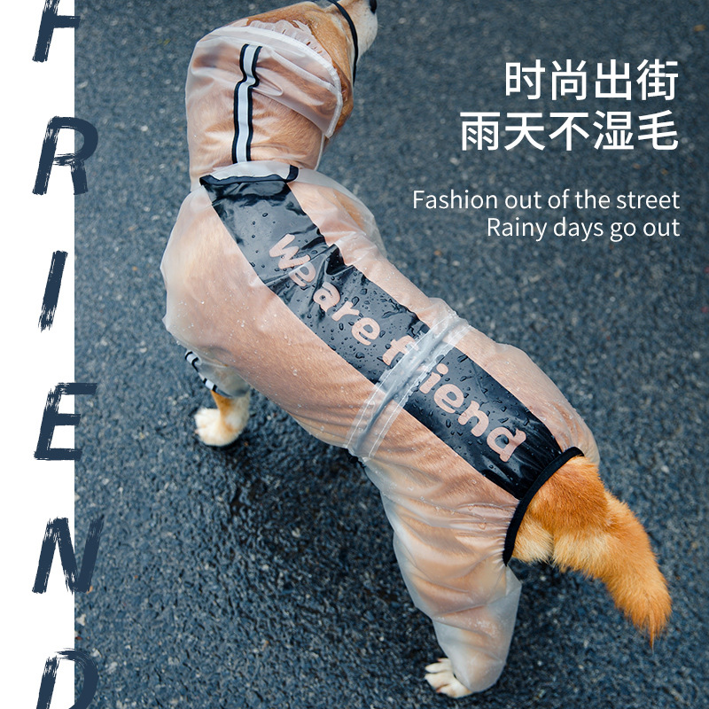 Cachorro impermeable de cuatro patas impermeable todo incluido perro grande mascota perro mediano y grande perro pequeño día lluvioso ropa poncho