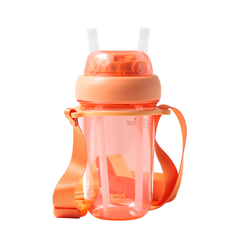 Correa de gran capacidad doble taza de agua de paja taza de agua verano fresco sellado taza de plástico lindo estudiante taza al aire libre