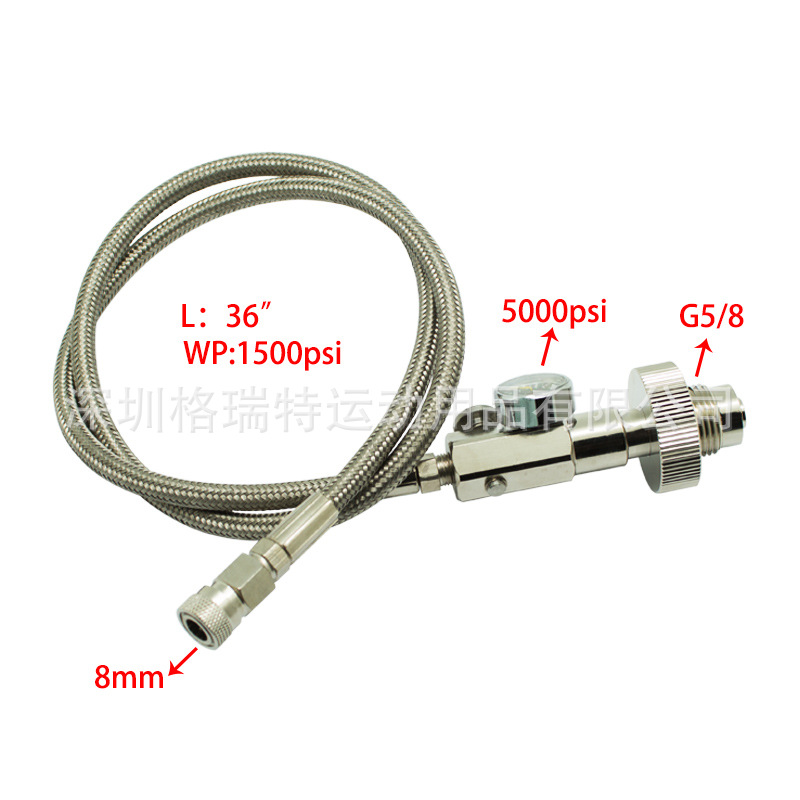 厂家批发36寸PCP小葫芦充气管二氧化碳高压过气管CO2充气阀