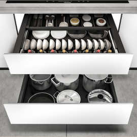 厨房橱柜拉篮铝合金阻尼导轨拉篮双层调味料抽屉式碗碟篮