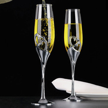 創意水晶氣泡香檳杯紅酒杯套裝 家用透明玻璃高腳紅酒杯婚禮酒杯