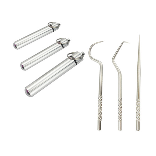304 Metal Teeth Picking Tools Stainless Steel Toothpick Hook Pin Stick Portable Oral Teeth Cleaning Tool Set