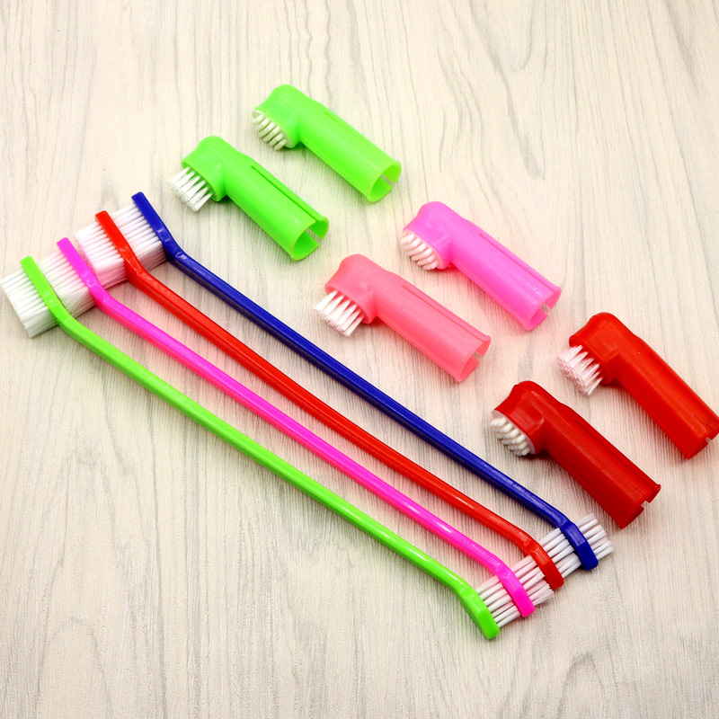 Pet toothbrush set double head single finger brush dog dog toothbrush animal oral cleaning products three piece set