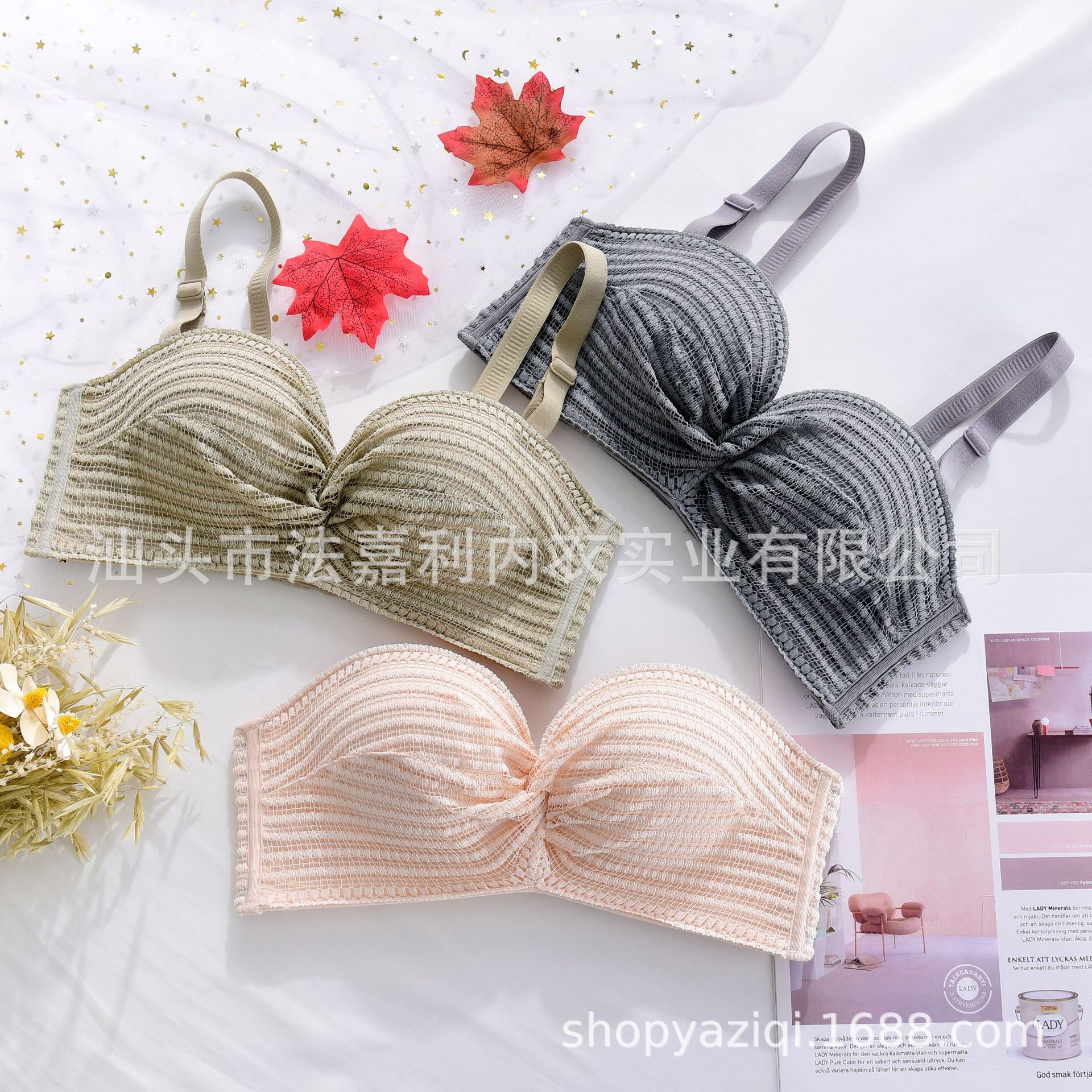 Yaziqi 383 새로운 섹시한 레이스 브래지어 탈착식 작은 가슴 푸시 업 브래지어 여성을위한 이음매없는 강철 반지 속옷