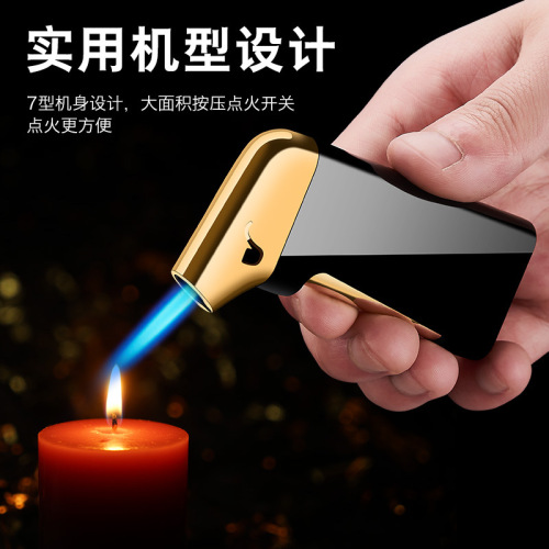 Inflatable blue flame direct lighter spray gun welding gun mini cigarette lighter cigar barbecue steak metal windproof creative