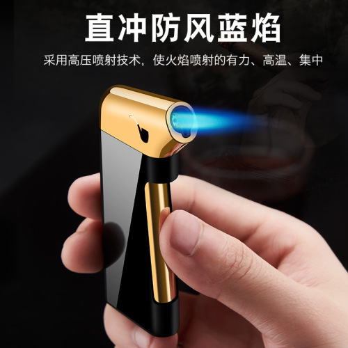 Inflatable blue flame direct lighter spray gun welding gun mini cigarette lighter cigar barbecue steak metal windproof creative