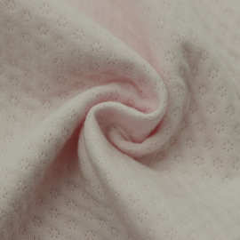 女装童装口罩面料六点雪花型针织纬编棉涤色织提花夹丝3D空气层布