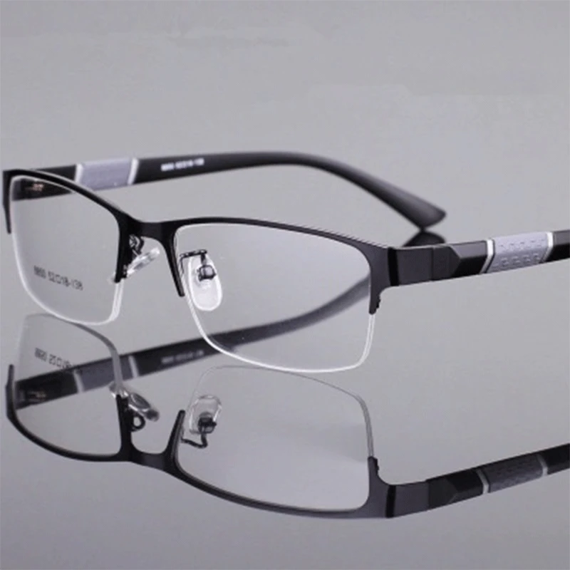 Мужские бизнес металлические полурама антирадиационные синий свет близорукость чтение очки анти-голубой свет