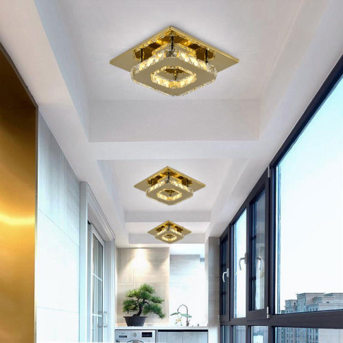 Cross-border LED crystal ceiling lamp, square aisle lamp, corridor entrance lighting, modern simple balcony entry lamp