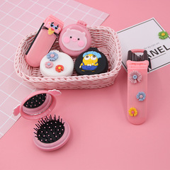 Creative Cartoon Girl Heart Portable Comb Portable Hyuna Style Flower Air Cushion Comb with Cosmetic Mirror Folding Comb