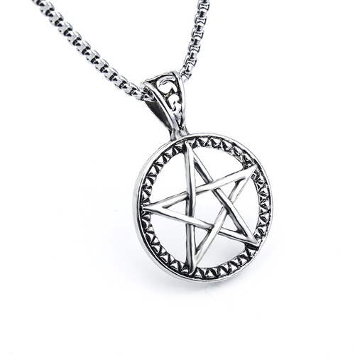 Best-selling Korean-style fashionable versatile five-pointed star pendant with hollow moon design