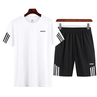 Спортивная быстросохнущая одежда для отдыха, комплект, летняя быстросохнущая футболка, короткий рукав, для бега