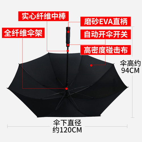 Custom Umbrella Advertising Umbrella Logo Printing Large Oversized Windproof Long Handle Golf Umbrella Straight Rod Umbrella Wholesale