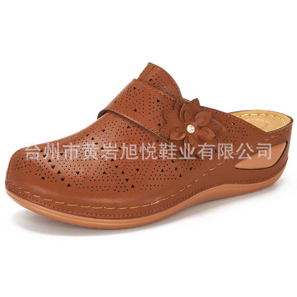 fashionable summer solid color sandals wedge heel