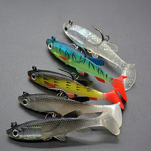 Fishing bait bionic bait fake bait double hook t tail soft bait bionic simulation lure lure package lead fish factory wholesale