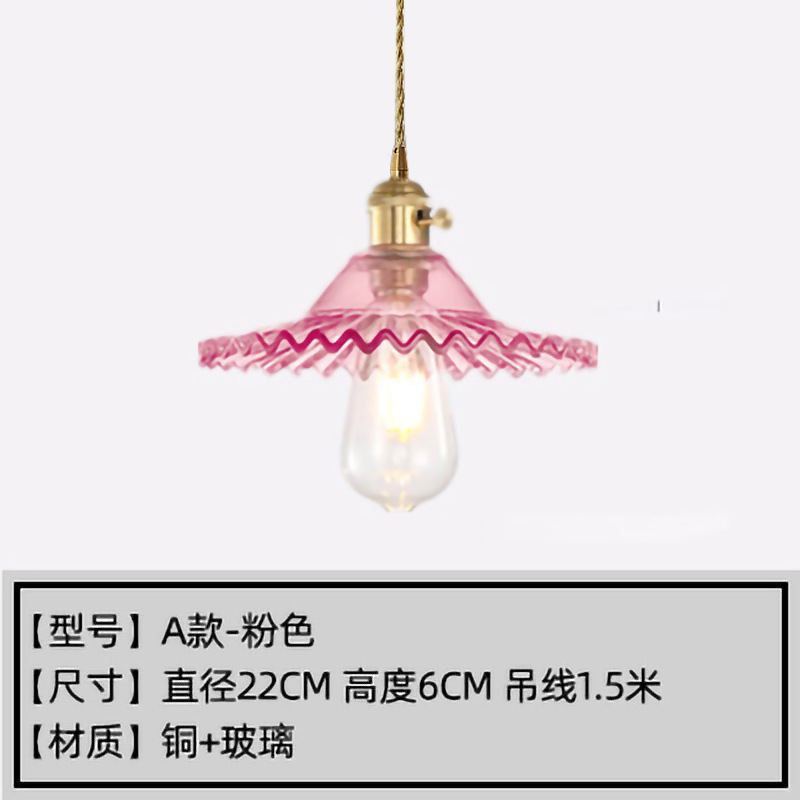 Nordic pequeña lámpara de una sola cabeza de cristal de cobre restaurante simple moderno país retro nostálgico creativo lámpara de la tienda de café