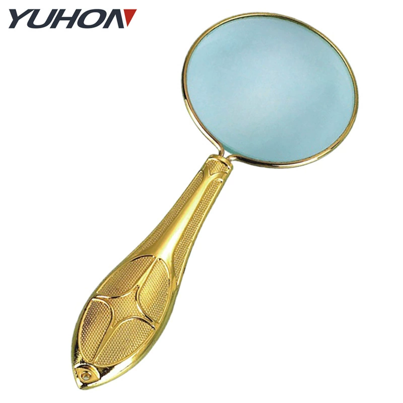 Золотая резная русская классическая металлическая ручка 5x HD стеклянная линза Лупа в европейском стиле ретро ручная