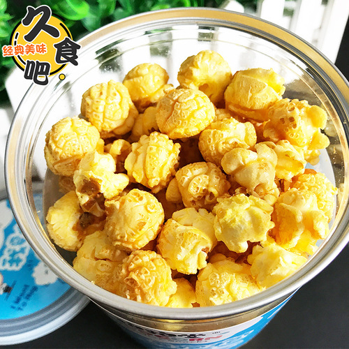 Bao Bao Tang American-style spherical popcorn, 100g can/tin, caramel cream flavor puffed snack, 24 cans per carton.