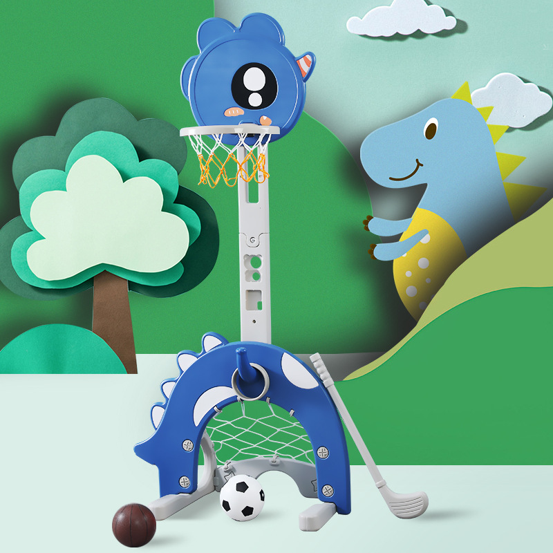 Children's Adjustable Basketball Stand, Dinosaur Basketball Hoop for Boys Aged 3-6, Toy with Ball Music and Sound Features