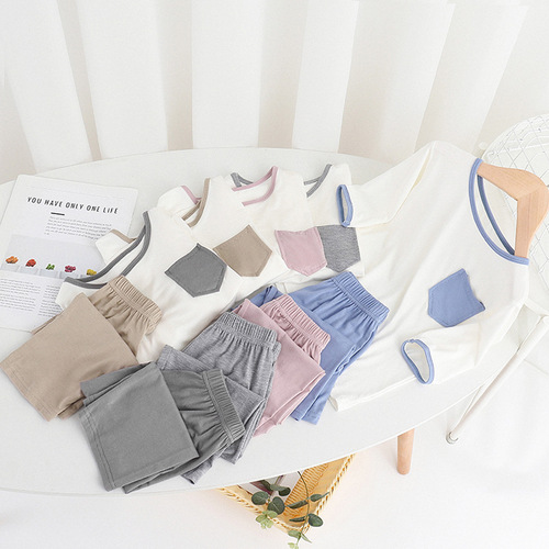 Summer Children Air Conditioner Clothes, Unisex Children Home Clothes, Seven-Finger Children Pajamas, Home Children Set