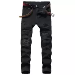 Cross-border Amazon wish foreign trade jeans men's ripped European and American fashion small straight-legged men's jeans tide pants