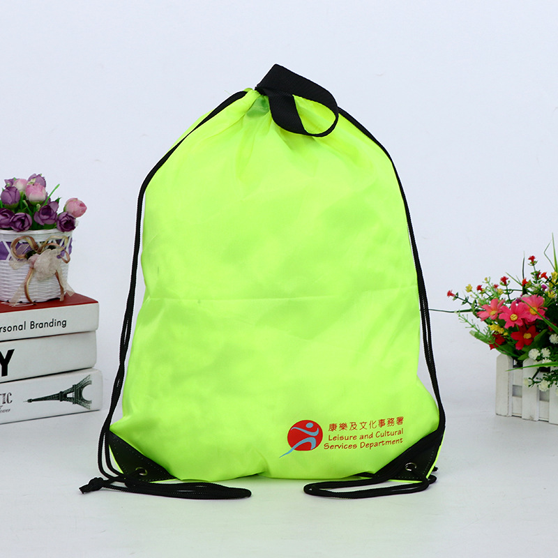 210D poliéster cordón bolsa logo cordón bolsa de almacenamiento al aire libre deportes mochila cordón bolsa al por mayor